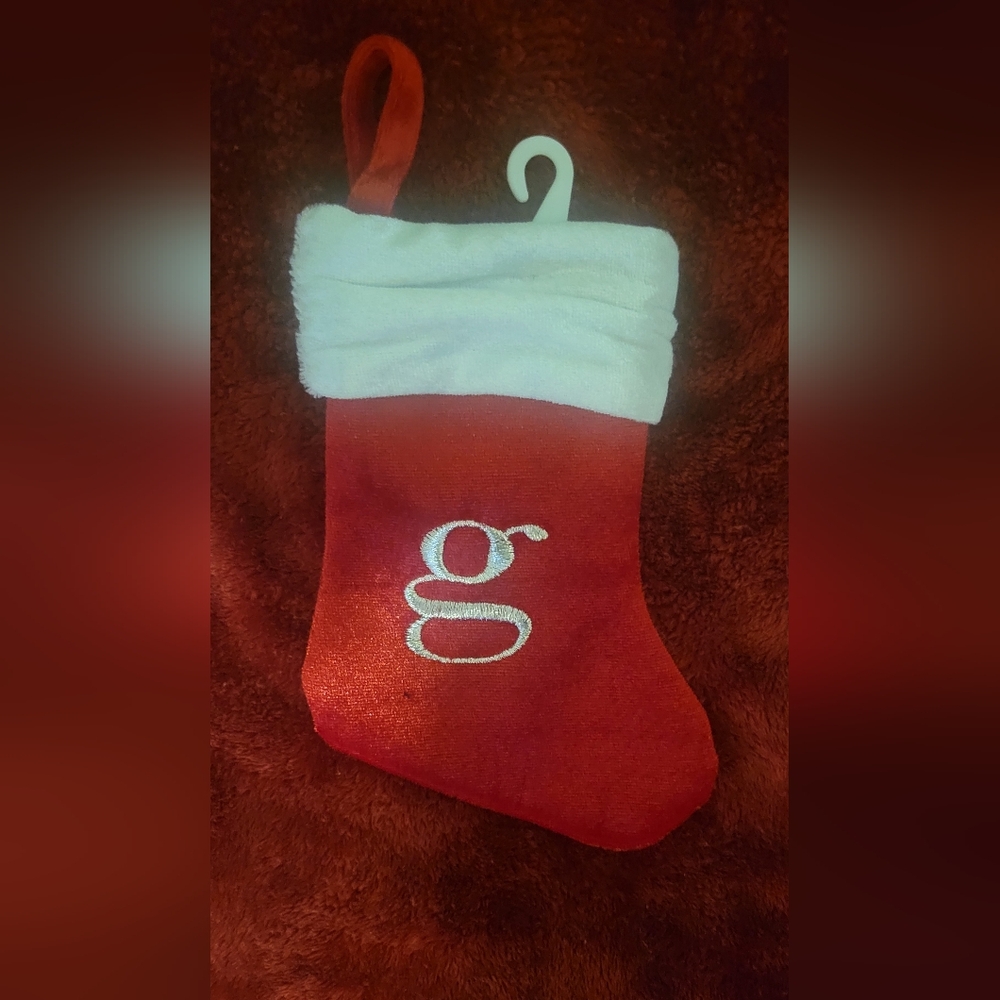 Merry Brite Mini Christmas, Holiday Monogram "g" Stocking, New with Tags